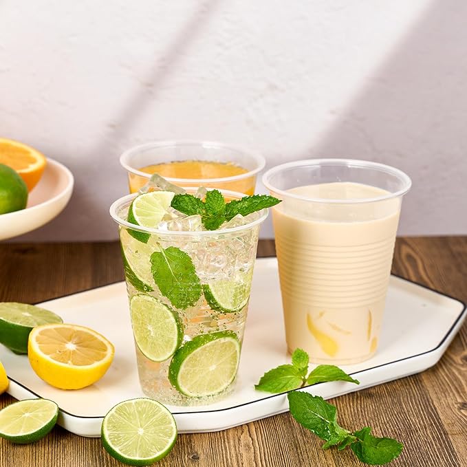 Turbo Bee 1000 Pack 16oz Plastic Cups,Disposable Clear Drinking Cups,Hot and Cold Drink Container for Water, Juice, Soda,Coffee