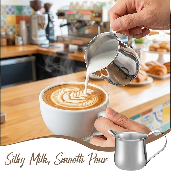Honeydak Stainless Steel Bell Creamers Pitcher Mini Cup Container Espresso Shot Frothing for Serving Milk Coffee Cream for Restaurant Cafes Home (18 Pcs,2 oz)