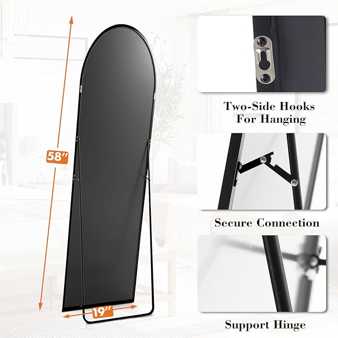 NEWBULIG Full Length Mirror, Upgraded Body Wall Mirrors with Shatter-Proof Glass, Floor Standing Mirror, Home Wall Decor