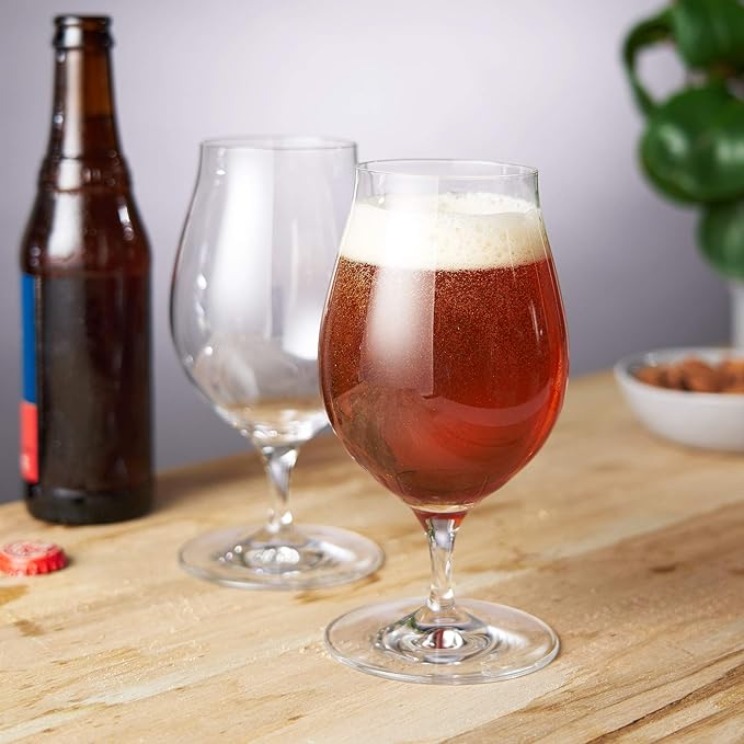 Spiegelau Barrel Aged Tulip Beer Glasses, Stylish Crystal Drinking Glasses for Craft Beers, Stouts, Belgian Ales, Sours, Cocktails, Gifts for Men, Bachelor Party, Elegant Glassware, 17.7 oz, Set of 2