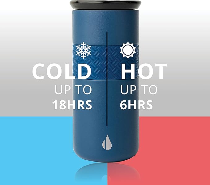 Elemental Artisan Insulated Tumbler, Triple Wall Coffee Travel Mug, Reusable Stainless Steel Coffee Tumbler with Ceramic Lid, Thermal Coffee Cups for Hot (6 Hrs) & Cold (18 Hrs), 16oz - Navy Blue