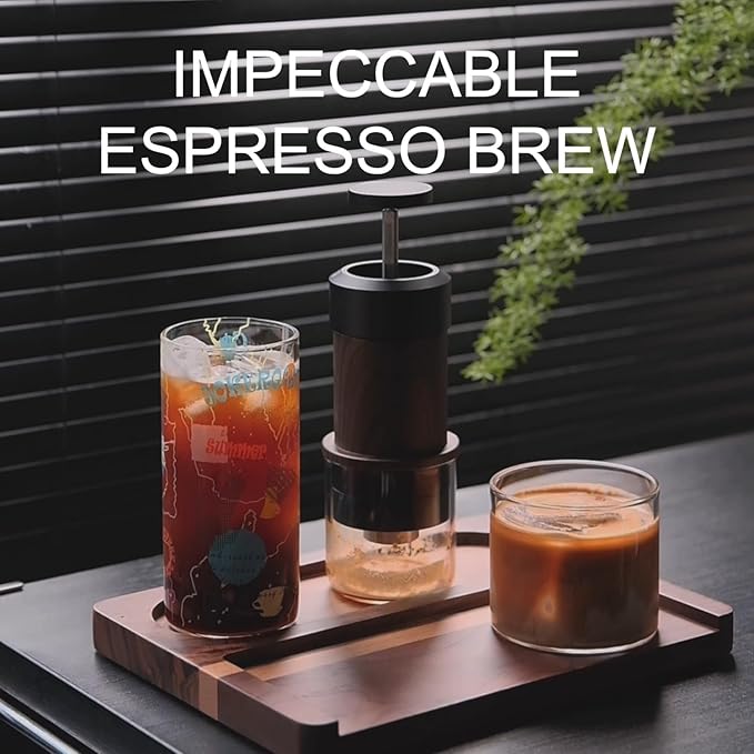 M5 Manual Espresso Maker, Portable Coffee Machine with 2-in-1 Bottomless Portafilter, No Electricity for Camping Travel Office, Cafe-Quality Stainless Steel, 80ml Tank & 2-Year Warranty