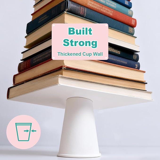 Coolcap 16 oz 100 Pack Disposable Coffee Cups, Bulk White Disposable Paper Cups, Coffee Cups for Hot Tea, Chocolate and Cold Drinks