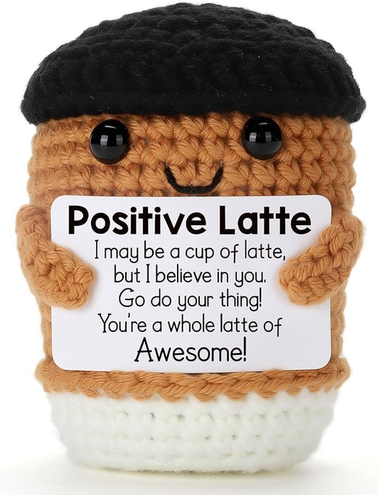 Funny Positive Valentines Day Crochet Coffee Birthday Gifts for Women Men Teacher Coworkers Friends, Thank You Appreciation Handmade Emotional Gifts for Coffee Lovers