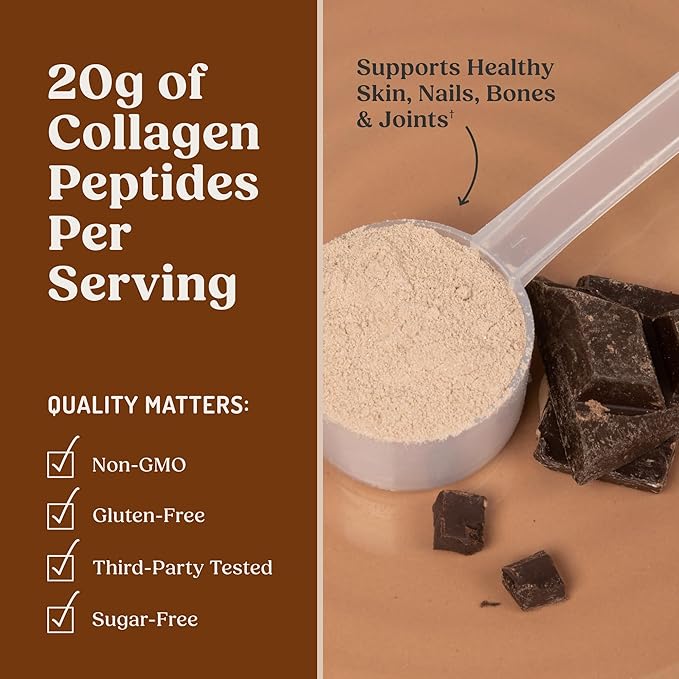 Bulletproof Chocolate Collagen Peptides Powder with MCT Oil, 14.3 Ounces, Grass-Fed Collagen Protein for Skin, Bone and Joint Support, Pasture Raised, No Added Hormones