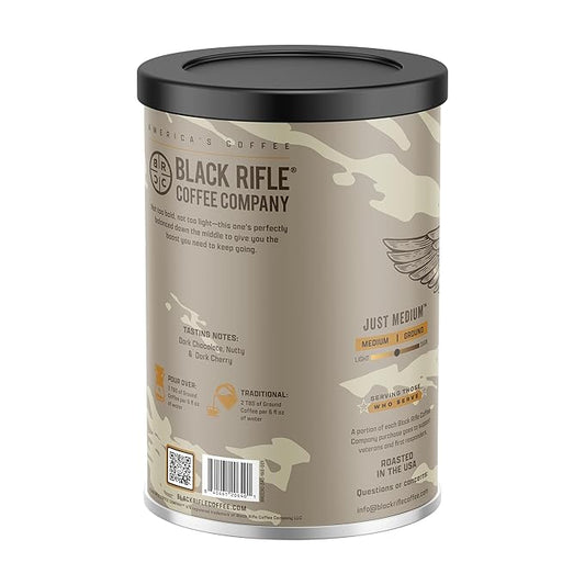 Black Rifle Coffee Company Just Medium – Medium Roast Ground Coffee, 16 oz Canister