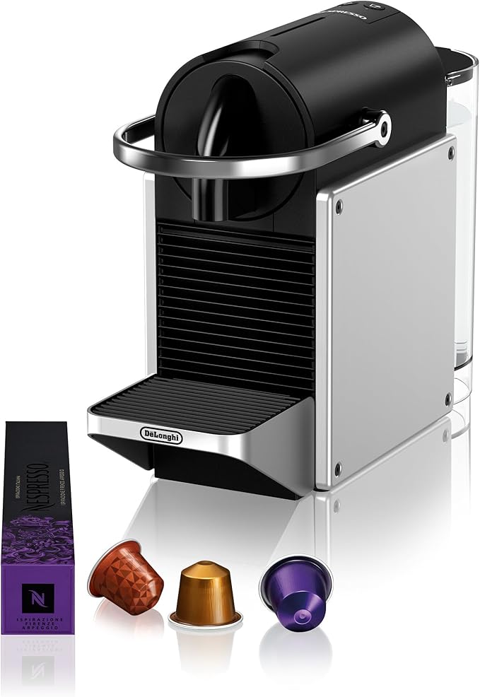 De′Longhi Nespresso Pixie EN127.S, Fully Automatic Coffee Machine, One-Button Coffee Machine with Multi-Function, Welcome Set Included, Compact Design, 19 Bar Pressure, 1260W, Silver