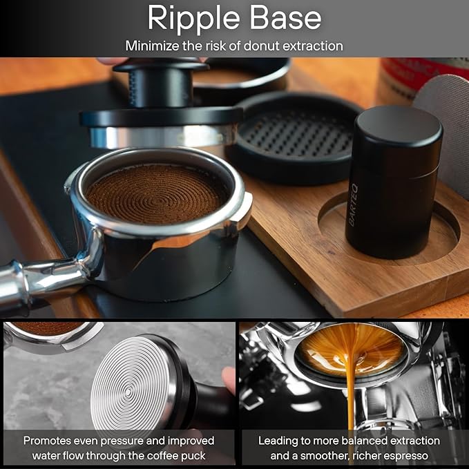 51mm Premium Professional Barista Kit 4-in-1: Double Spring Loaded Self-Leveling Espresso Tamper with WDT Tool, Dosing Funnel & Anti-Slip Base. Anodized Aluminum for 51mm - 51.5mm Portafilters.
