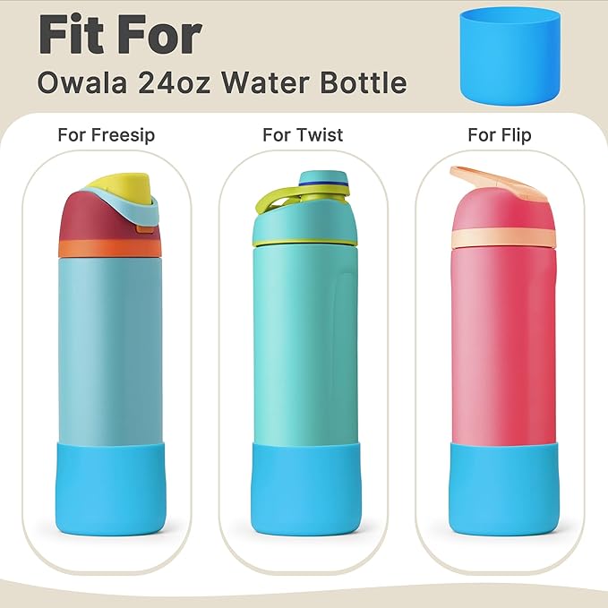 Silicone Boot for Owala 24 oz Water Bottle, Anti-Slip Protective Sleeve Bottom Cover for Owala Twist/FreeSip/Flip Stainless Steel Water Bottle(Blue)