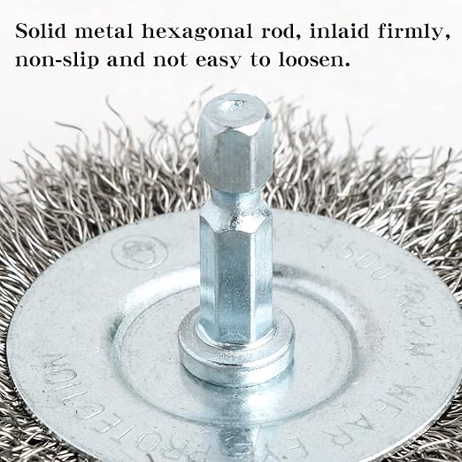 Hiqalty 4pcs 3 Inch Stainless Steel Wire Wheel Brushes Kit for Drill with 1/4-Inch Hex Shank (4)