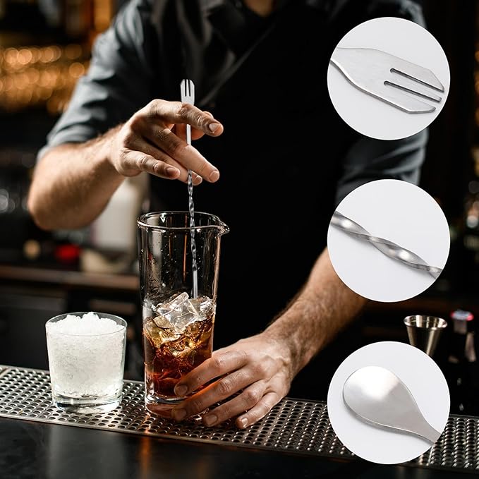5 Pack Muddler for Cocktails Set - 304 Stainless Steel Cocktail Muddlers Versatile Cocktail Spoon, 2 Pcs Wine Pourer