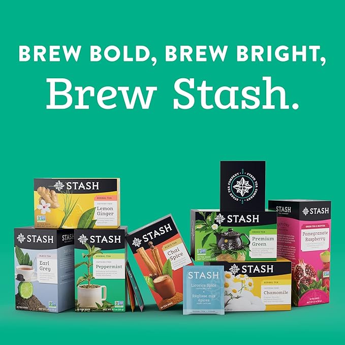Stash Tea Wild Raspberry Hibiscus Herbal Tea - Naturally Caffeine Free, Non-GMO Project Verified Premium Tea with No Artificial Ingredients, 20 Count (Pack of 6) - 120 Bags Total