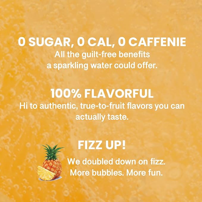 CHI FOREST Pineapple Sparkling Water Beverage, Zero Sugar Drinks, Zero Artificial Flavor, 11.16 fl oz Cans (Pack of 24)