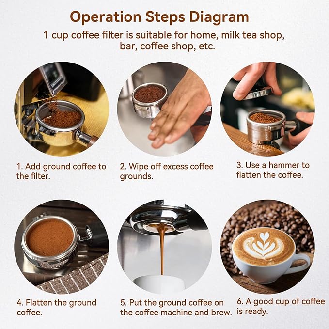 51mm 2 Cups Portafilter Filter Basket, Stainless Steel Pressurized Mesh Coffee Filters Bottomless Portafilter Coffee Machines Accessories for Semi-Automatic Coffee Machine Series(2 Cup)