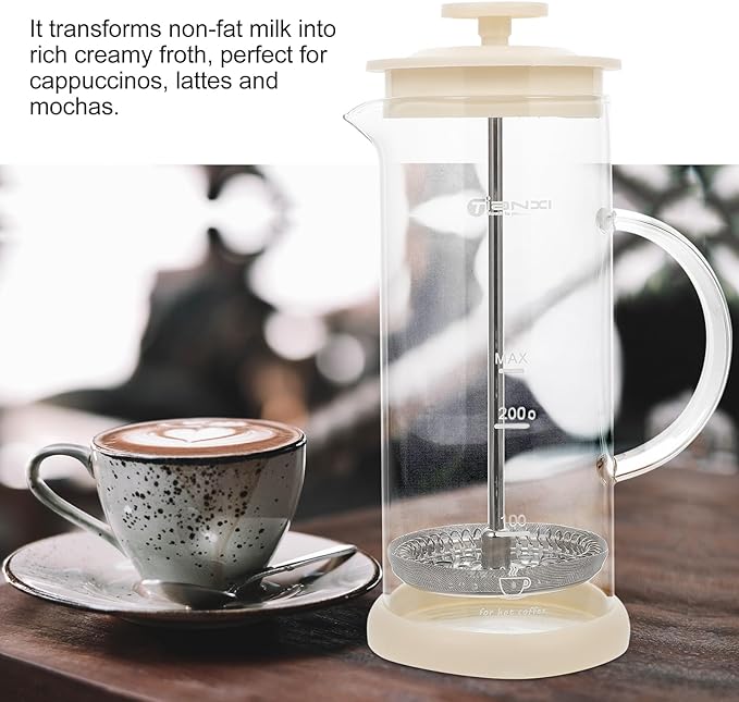 Manual Milk Frother Coffee Bar Milk Frother with Press Froth Technology, Milk Foamer Manual Milk Creamer Hand Pump Frother Handheld Milk Frothing Pitchers for Milk Coffee Cappuccino