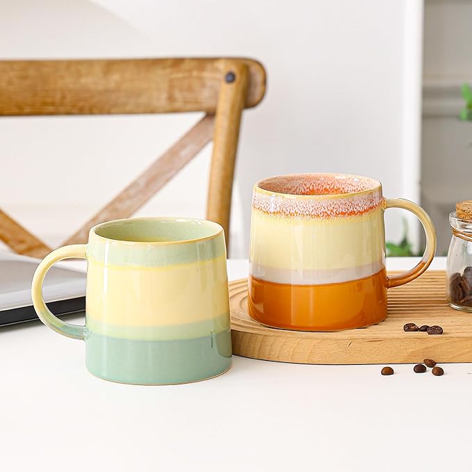 Mkour 20oz Large Ceramic Coffee Mugs, Handmade Cup, Big Tea Cups with Large Handle for Office and Home, Microwave and Dishwasher Safe (Grayish Blue)