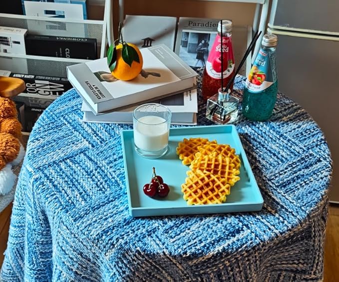 Small Square Tray (9 inch) 3 Pack, Durable Blue Tray for Desserts & Organization, Lightweight for Coffee, Drinks, Party, Seasoning, Perfume and Display.