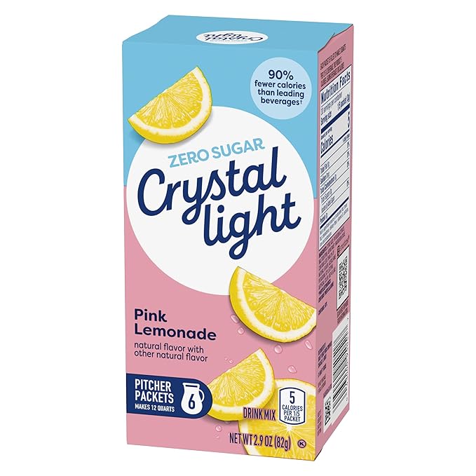 Crystal Light Pink Lemonade Drink Mix (24 Pitcher Packets, 4 Canisters of 6)
