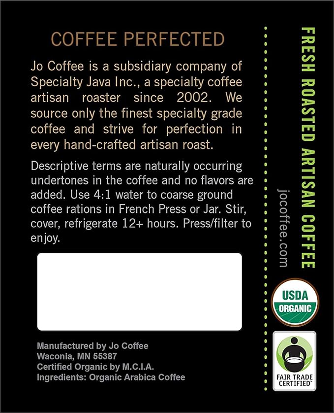 Colombia Jo: 2 lb, Organic Whole Bean Gourmet Coffee, Medium Roast, Creamy Body, Fair Trade Certified, USDA Certified Organic, 100% Arabica, NON-GMO, Gluten Free, Gourmet Specialty Grade by Jo Coffee®
