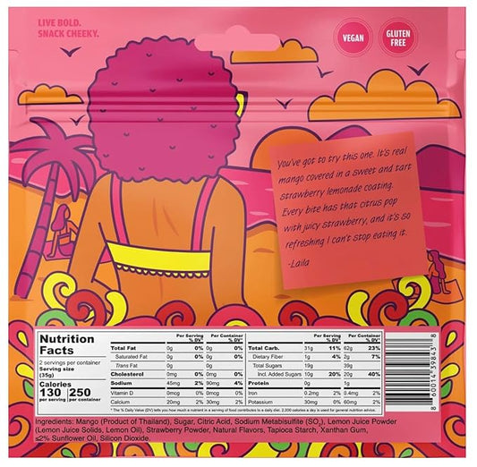 Chici Mama Strawberry Lemonade Mango Bites – Made with Real Mango | Chewy, Juicy Candy-Alternative Treat | No Artificial Colors, Flavors, or Sweeteners | Gluten-Free, Naturally Vegan & Free of Major Allergens | Better-For-You Snack | 2 Pack - 70g