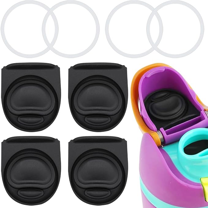 4 Sets Replacement Stopper and Ring Compatible with Owala FreeSip 24oz 32oz,Water Bottle Top Gasket Lid for Owala 16/19/24/32/40oz Seal Bottle Mouth Cap Stopper Silicone Parts Insert Accessories