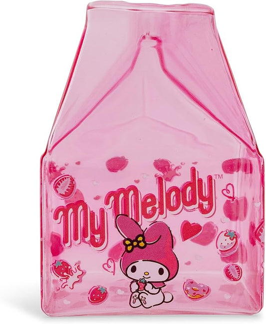 Silver Buffalo Sanrio Hello Kitty and Friends Featuring My Melody Strawberries Pink Glass Milk Cup, 11.9 Ounces