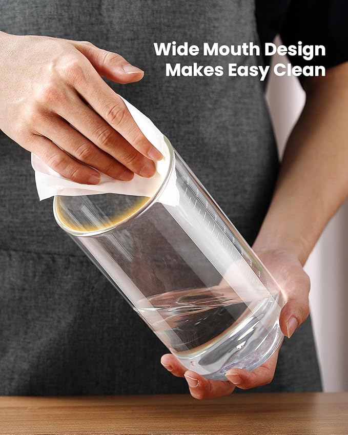 Coffee Canister with Airtight Lid, One-Press Button Borosilicate Glass Coffee Container with PP Silicone Lid, Food Storage Container for Grounds Coffee, 1lb Beans, Flour, Cereal, Sugar