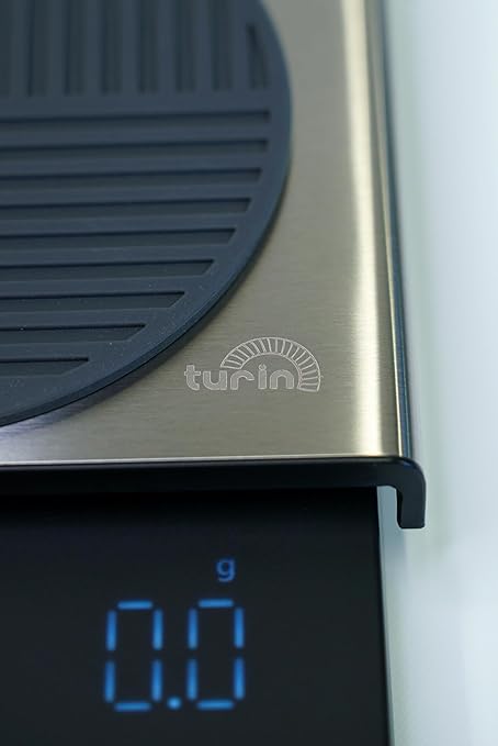 Turin Pour Over Scale by Turin Grinders | USB/C Rechargeable Coffee Scale with Brew Ratio Calculator, 0.1g Precision, and Multiple Unit Modes
