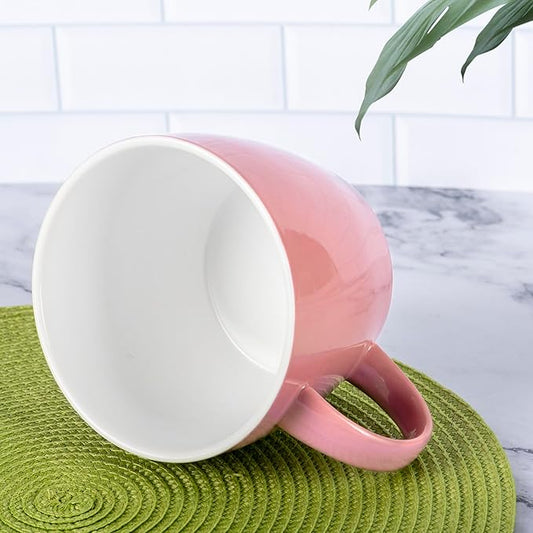 Chic Pink Coffee Mug Soup Bowl Giant Soup Mug, Extra Large Ice Cream Cup, Lovely Ceramic Coffee Cup for Home Office and Dorm, for Her, Girlfriend, Mom, Best Sisters, Friends or Coffee Enthusiast