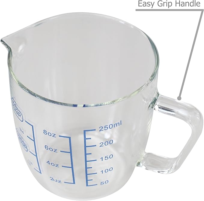 EIKS 9oz/250ml Glass Measuring Cups Coffee Milk Frothing Pitcher for for Espresso Cappuccino Latte Maker in Kitchen Restaurant