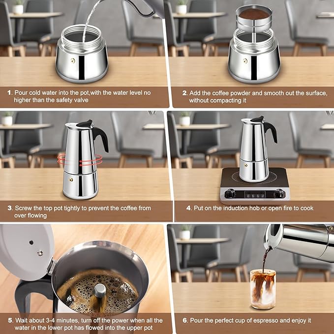 DITOSH 12 Cup Stovetop Espresso Maker Stainless Steel Moka Pot Stove Top Percolator Italian Coffee Makers Capable Mocha Greca Machine Cafe Classic Induction Cookers for Home and Camping 600ml 20oz