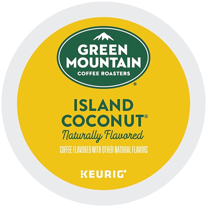 Green Mountain Coffee Roasters Island Coconut, Keurig Single-Serve K-Cup Pod, Flavored Light Roast Coffee Pods, 72 Count