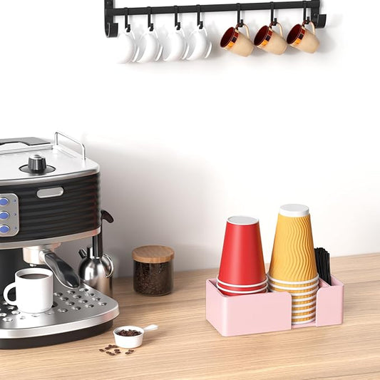 Coffee Cup Holder for Countertop - Pink Acrylic Coffee Bar Accessories 2 Cup Organizer Station Organizer Farmhouse Table Décor