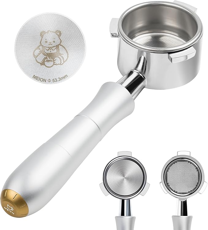 MEION Aluminium Alloy 54mm Bottomless Portafilter Compatible with Breville Barista Express Machines, Sage, Barista Pro, BES870XL, BES880, Espresso Portafilter with 18g Filter Basket & Puck Screen