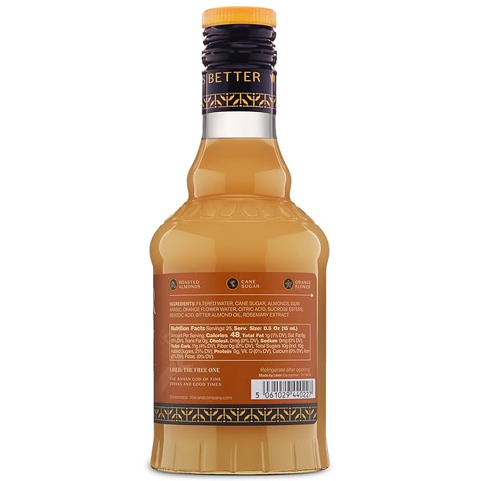 Liber & Co. Almond Orgeat Syrup - Made with California Almonds & Orange Blossom Water - Makes 25 Drinks - Essential for Authentic Mai Tais, Tiki Drinks, and Coffee (12.7 oz)
