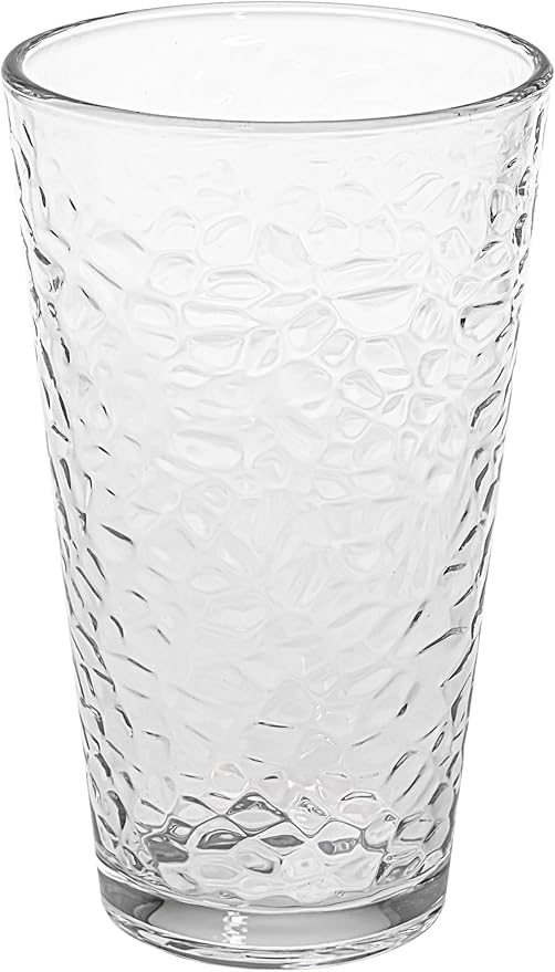 Set of 10 Hammered Glass Cups, 16oz. Dishwasher Safe Cocktail Drinking Glasses - Clear Heavy Base Stemmed Water Glasses, Tall Beer Glasses, Bar Glass, Juice, Iced Tea, Margarita, & Everyday Drinks