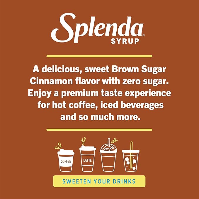 Splenda Coffee Syrup, Brown Sugar Cinnamon, Sugar Free, Flavored Liquid Syrups for Drinks, 750 ml Bottle