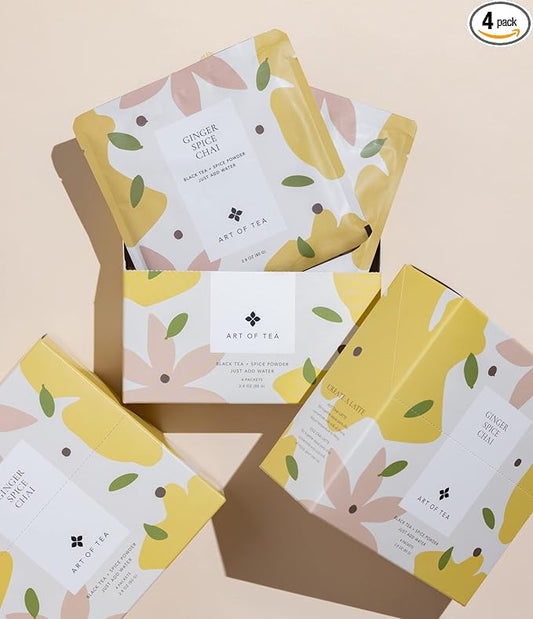 Art of Tea | Ginger Spice Chai Concentrate | 4 Pack 2.8 oz Chai tea bags (8 Servings per bag) | Chai Tea Latte Concentrate