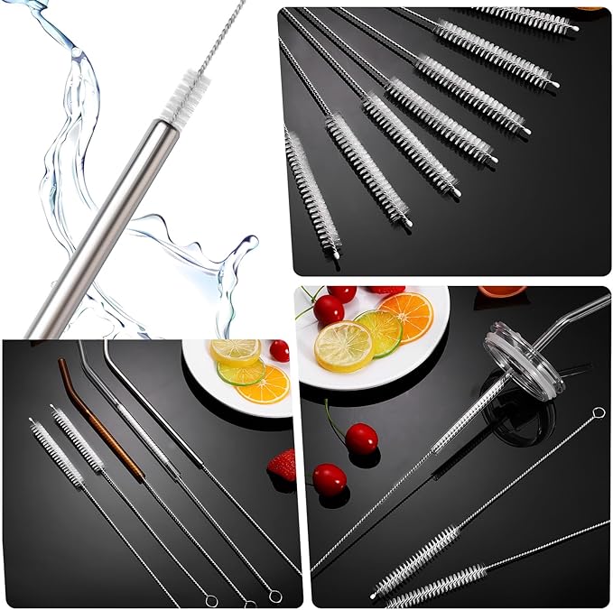 8 Inch Straw Cleaning Brush, Pipe Cleaner, Water Fume Cleaner, Glass Pipe Cleaning Brush, Different Diameter 10 Piece Set, Straw Cleaner Brush for Stanley Water Bottles Deep Cleaning Straws Brush