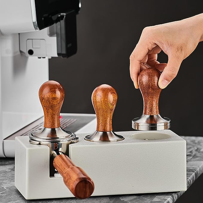 51mm Espresso Tamper with Stirrer Set, Walnut Wood Coffee Press Tool Stamper with Espresso Professional Barista Accessories Kit for Espresso Machine, Wooden