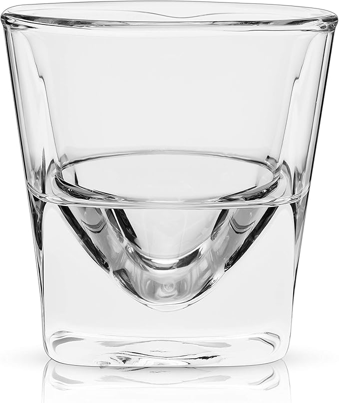 Viski Glacier Whiskey Glass, Double Walled Chilling Whiskey Glass, Active Cooling Gel, 6 Ounces, Clear Glass, Chilling Technology, Set of 1