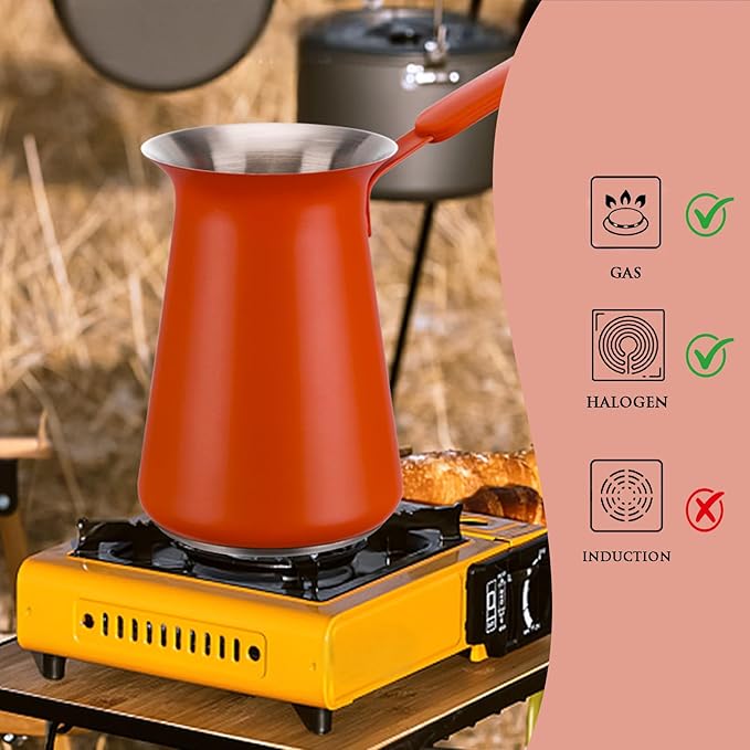UNISWEET Turkish Coffee Pot - Coffee Maker, Briki Greek Turkish Pot, Arabic Tea Pot, Cezve/Ibrik Coffee Pot for Stovetop(400 ml,Serves 5)