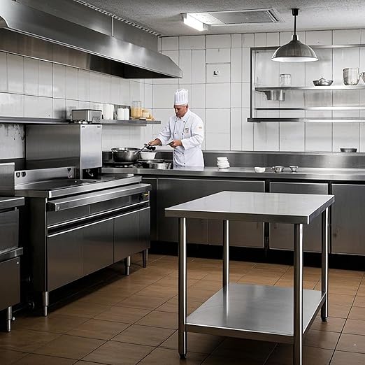 Stainless Steel Table for Prep & Work 30 x 24 Inches, NSF Commercial Heavy Duty Food Prep Worktable with Undershelf for Restaurant, Home and Hotel Christmas Preparation Table