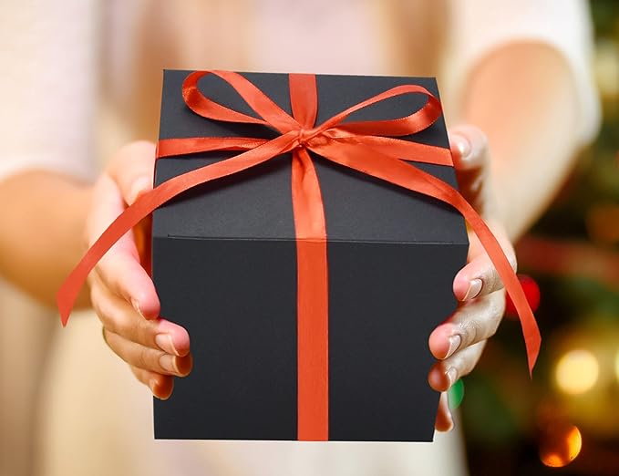 HUAPRINT Black Gift Boxes with Lids 6x6x6 inch,24 Pcs Paper Gift Wrap Box Bulk for Presents,Birthday,Bridesmaid Proposal,Groomsmen Engagements,Christmas,Wedding Party Favor,Cupcake,Crafting,Holidays