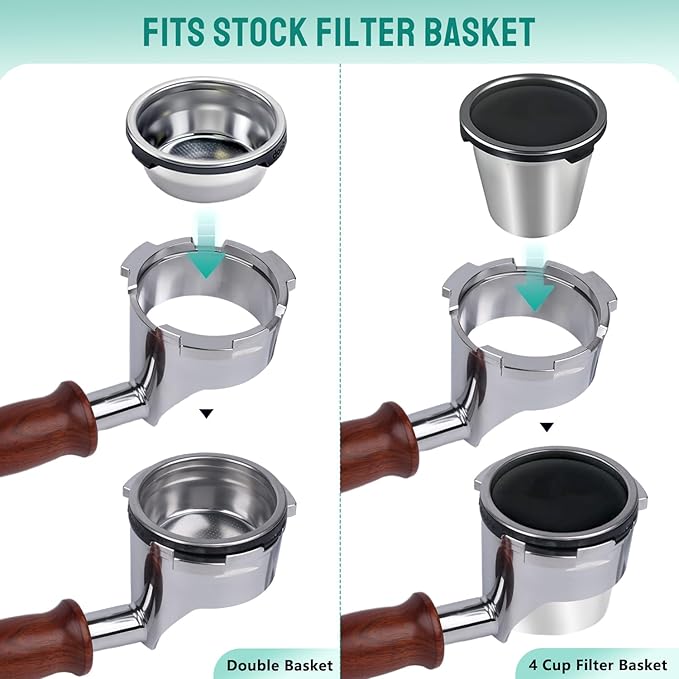 Bottomless Portafilter for Ninja Luxe Café ES601 & ES701C Models | Basket Not Included | Compatible with Stock Filter Basket | Ergonomic Wooden Handle