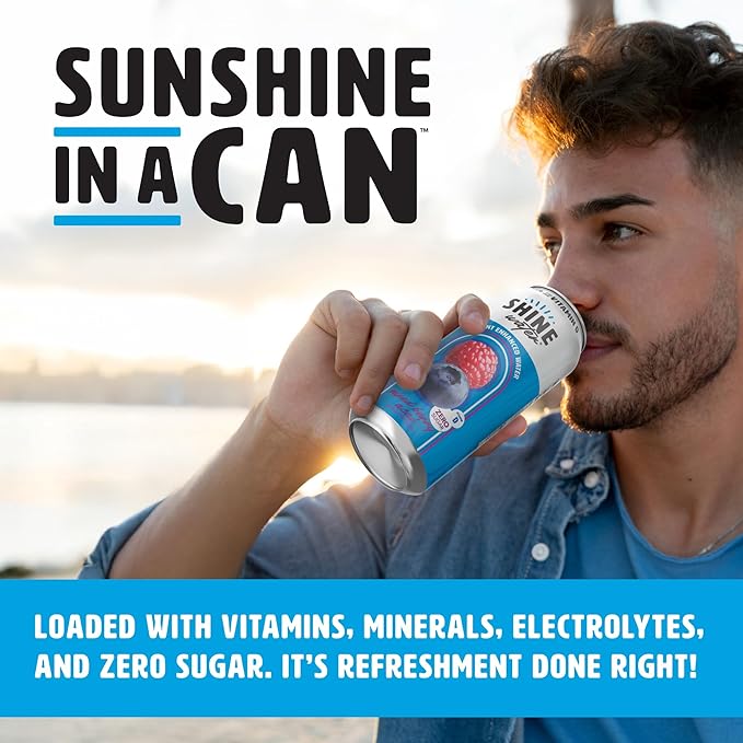 Shine Water Mixed Berry Acai Vitamin D Electrolyte Drink | Zero Sugar Hydration Beverage with Magnesium, Zinc & Antioxidants | Low Calorie Plant-Based Vitamin Water | 12 Pack