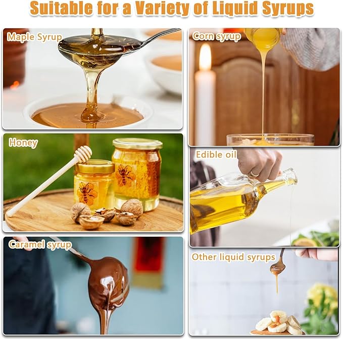 Ecopandy Honey Dispenser No Drip with Base 2025 Upgrade, 12 OZ Glass Honey Jar pot with Handle, Syrup Dispenser for Coffee or Tea, Mess Free Honey Dispenser for Honey and Syrup, Honey Container