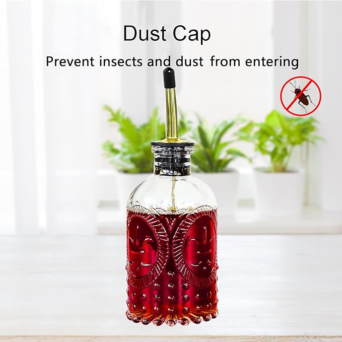 Aimery Coffee Syrup Dispenser Bottles Set - 3 Pack Simple Syrup Bottles with Metal Pour Spout and Dust Caps,For Syrups,Honey,Olive Oil,Condiments,Syrup Dispenser for Coffee Bar with Labels