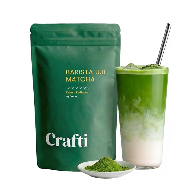 Crafti Barista Premium Culinary Grade Uji Matcha - Authentic Japanese Matcha Green Tea Powder from Kyoto, Japan for Matcha Lattes (75g / 2.65oz)