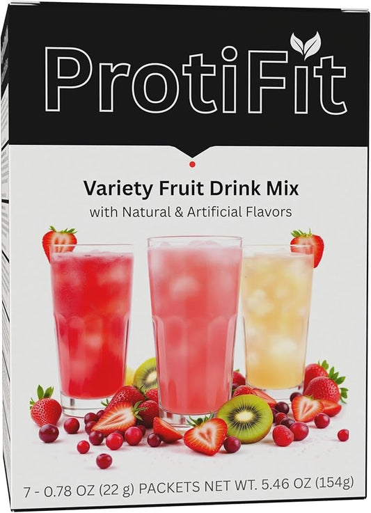 ProtiFit - High Protein Fruit Flavored Powder Drink Mix, 15g Protein, Low Calorie, Sugar Free, Ideal Protein Compatible, 7 Servings Per Box (Variety Pack)